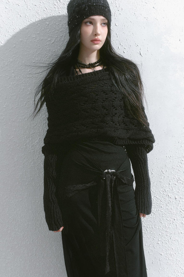 Lapel A-Line Dress & Shawl Set-Up