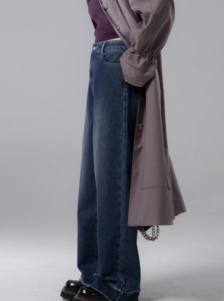 Textured Denim Vest Jeans Set