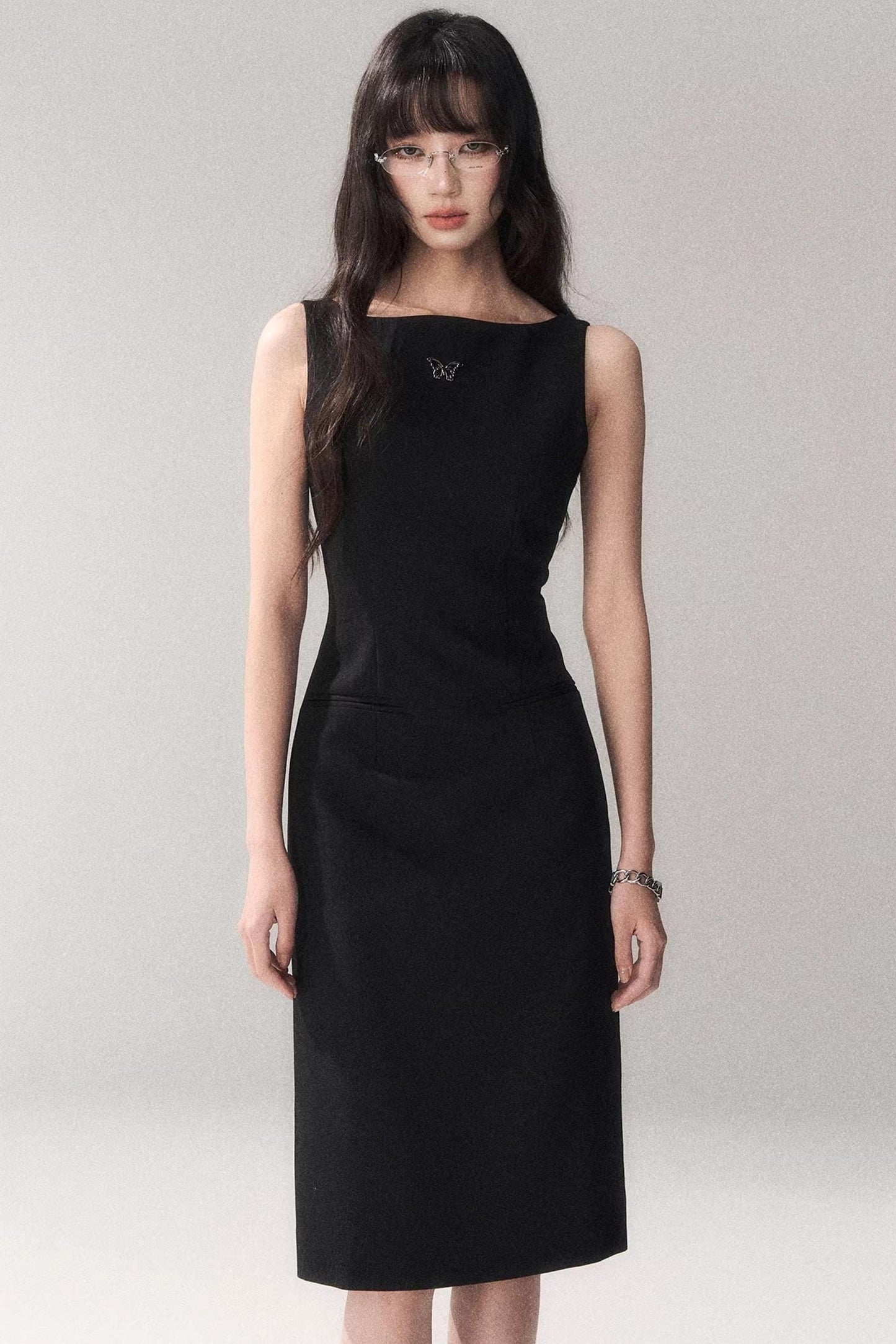 Siren schulterfreies graues Kleid