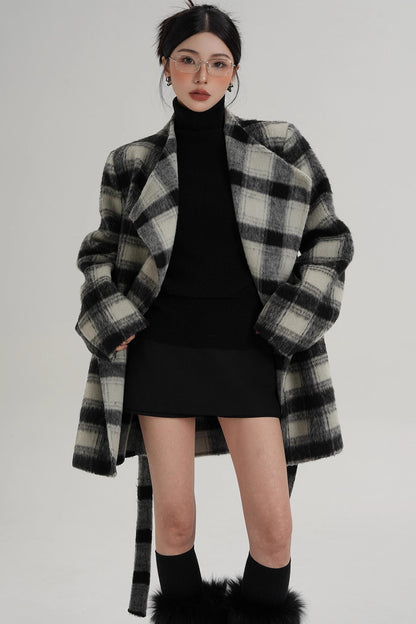 Elegant Plaid Wool Coat