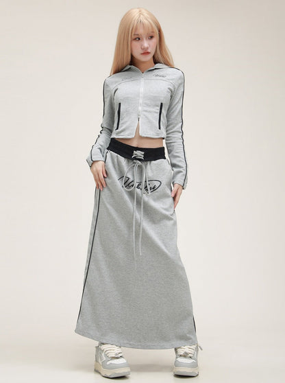 American Hooded Short Sweatshirt Skirt Set-up