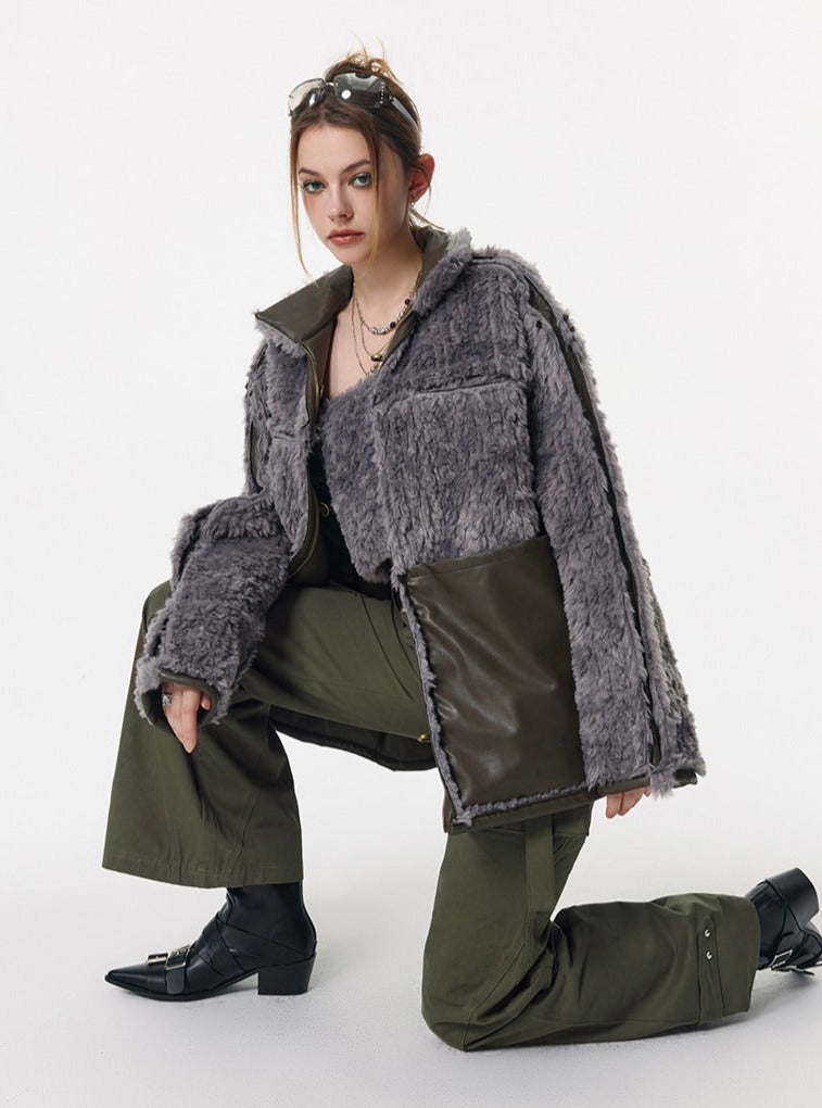 Reversible Plane Buckle Fur Jacket