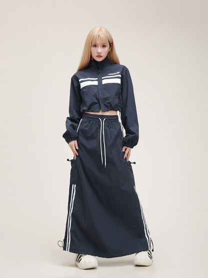 American Sportswear Crop Jacket Skirt Set-up