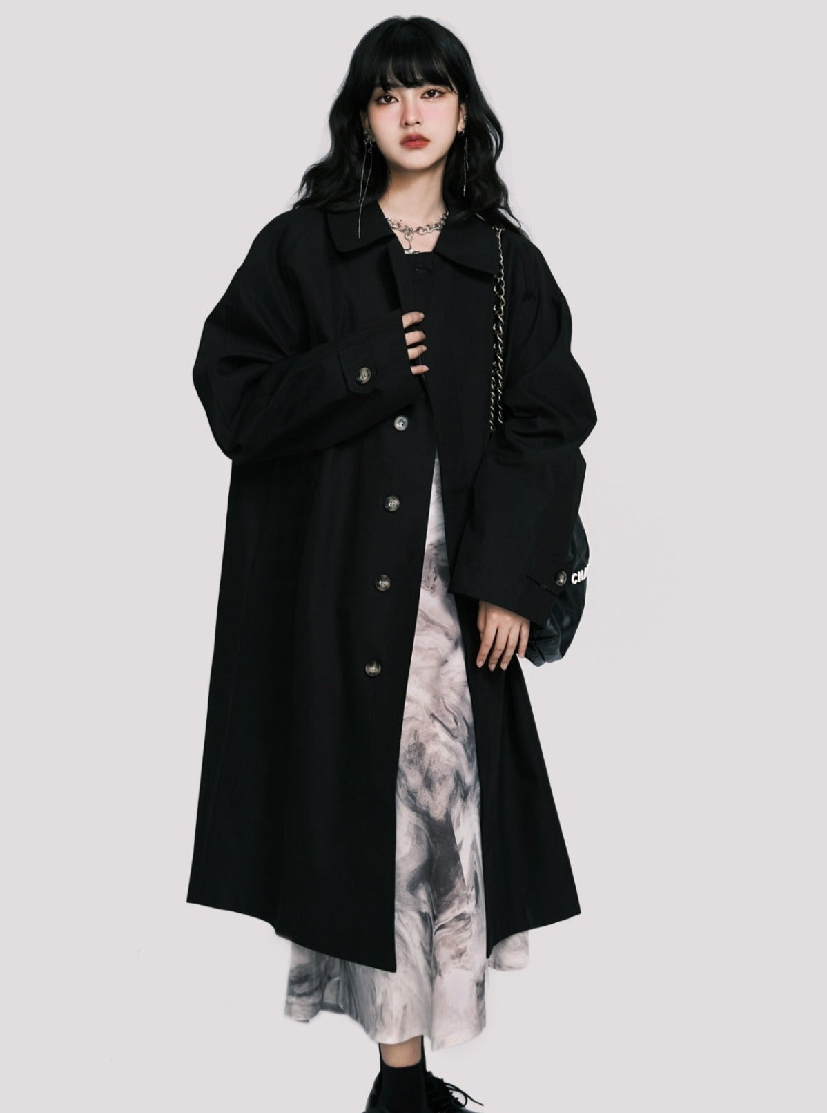 Lose Casual Midi Trench Coat Jacke