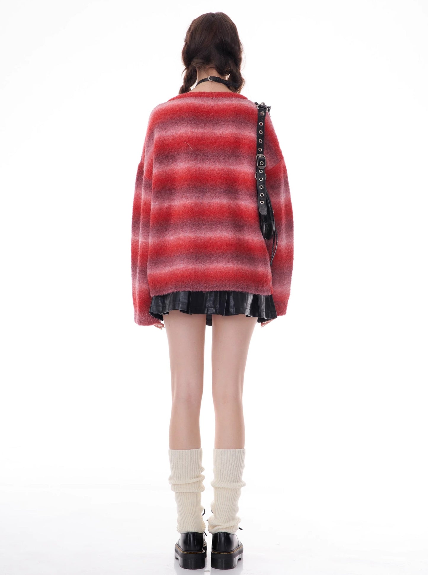 American hairy dragon red striped robe sweater