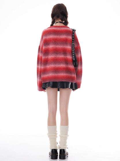 American hairy dragon red striped robe sweater