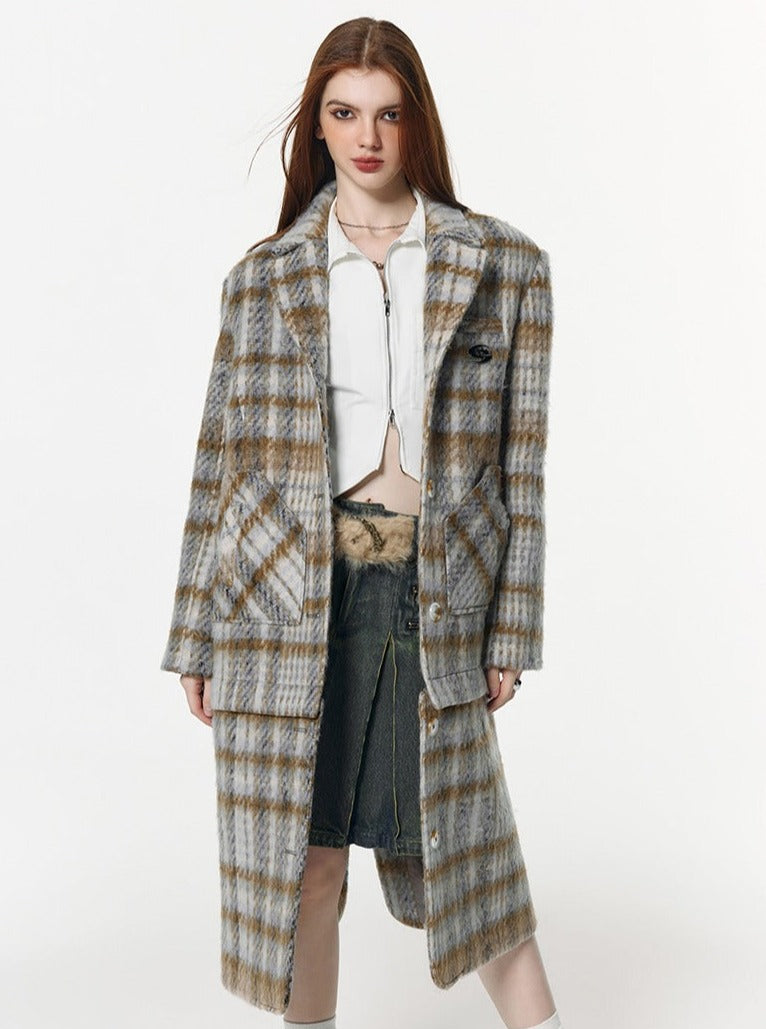 Midi Plaid Blazer Jacket