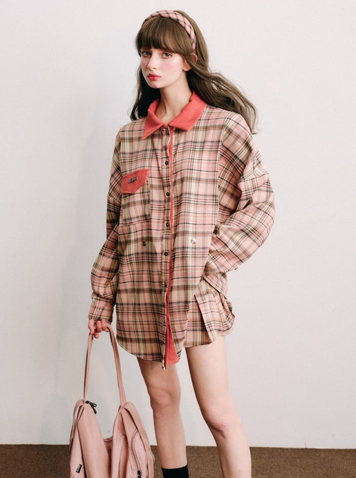 Plaid coat and skirt sets