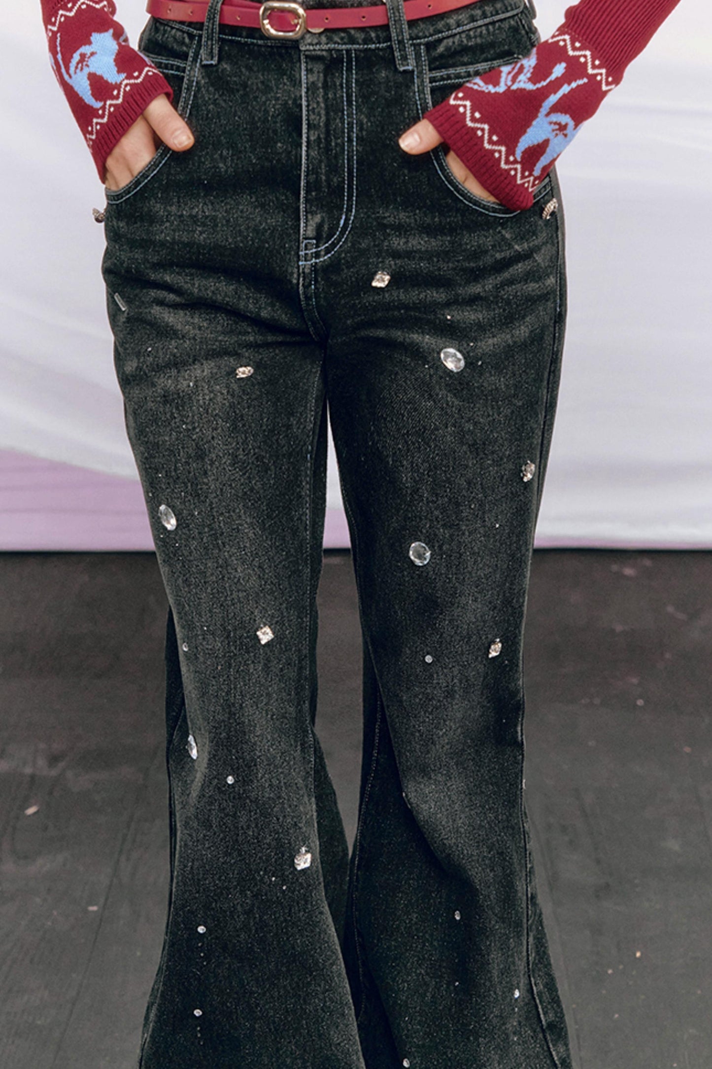 Vintage Washed Rhinestone Pants