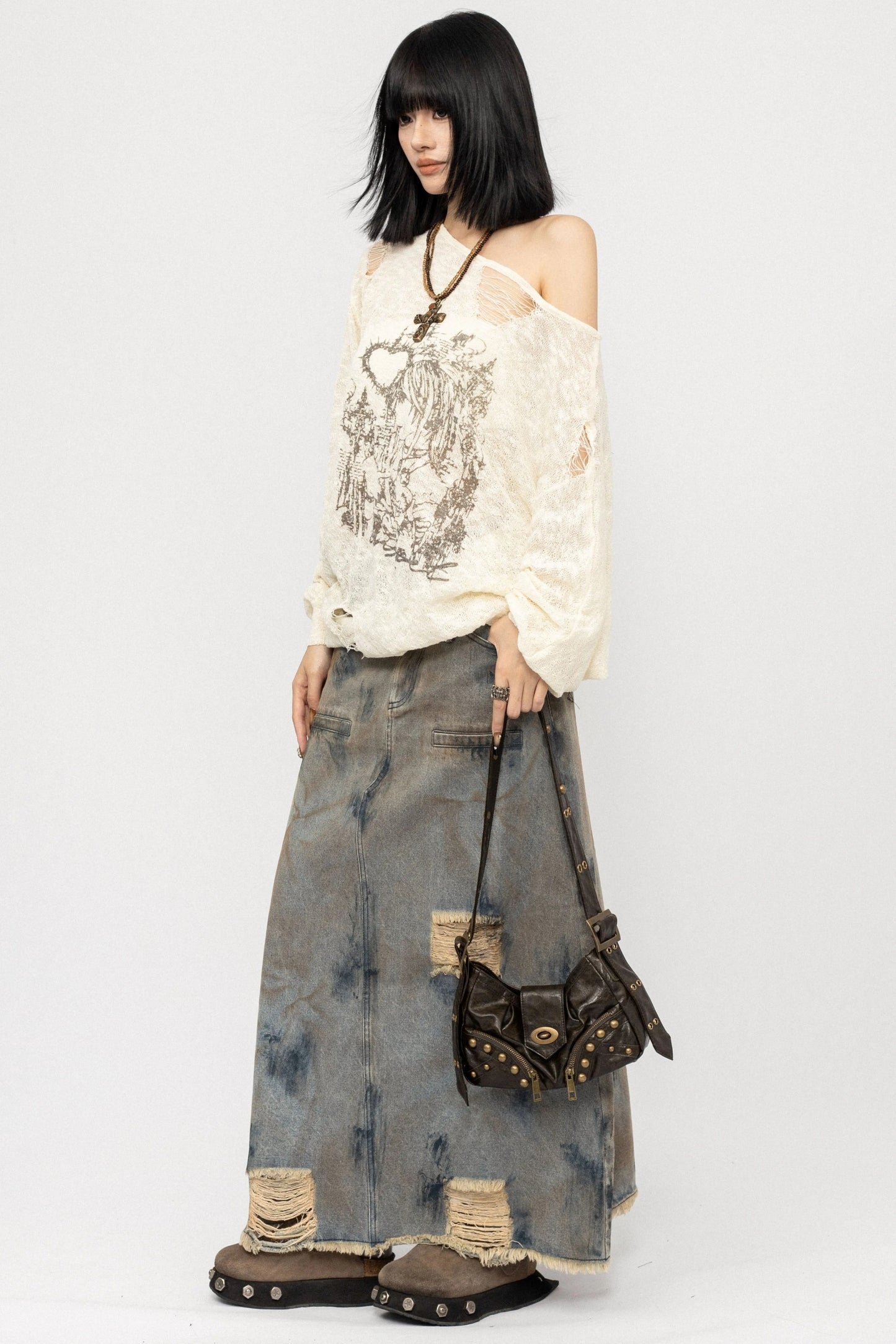 Autumn Spice Girl Denim Skirt