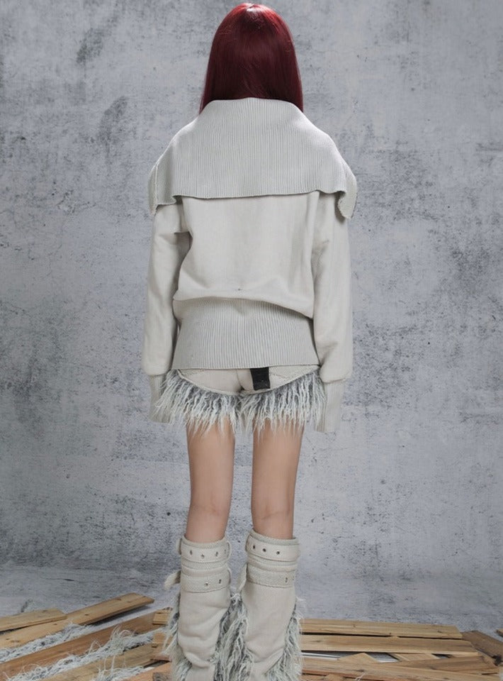 Retro lapel sweater loose Coat