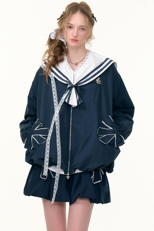 Autumn Winter Dark Blue Jacket