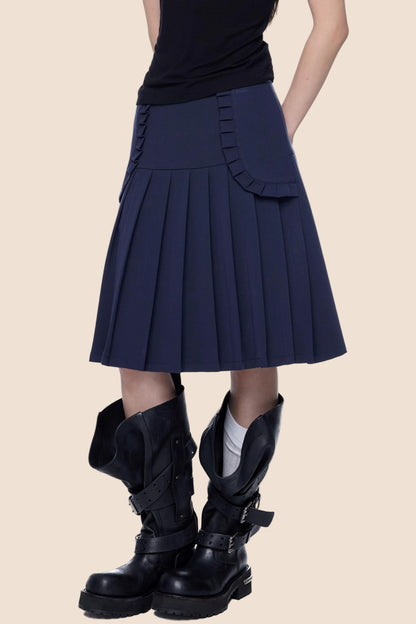 Casual Pleated A-Line Skirt