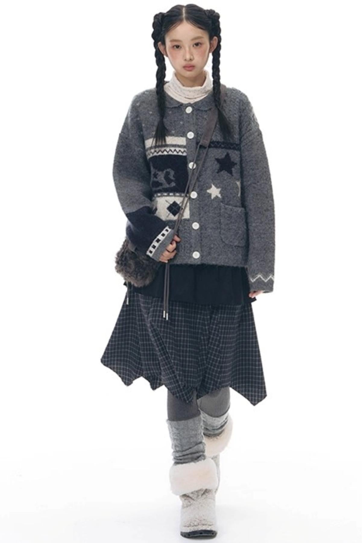 Doll Collar Knitted Cardigan