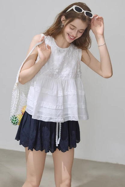 Summer White Embroidered Top