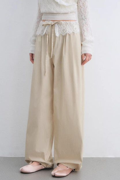 Lace Patchwork Wide-Leg Pants