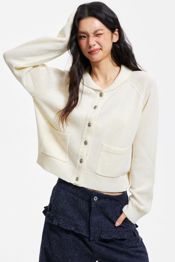 Pure Wool Raglan Cardigan