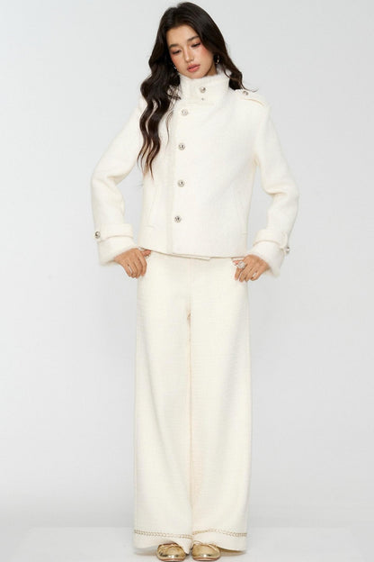 Exquisite Woolen Cropped Jacket Set-Up