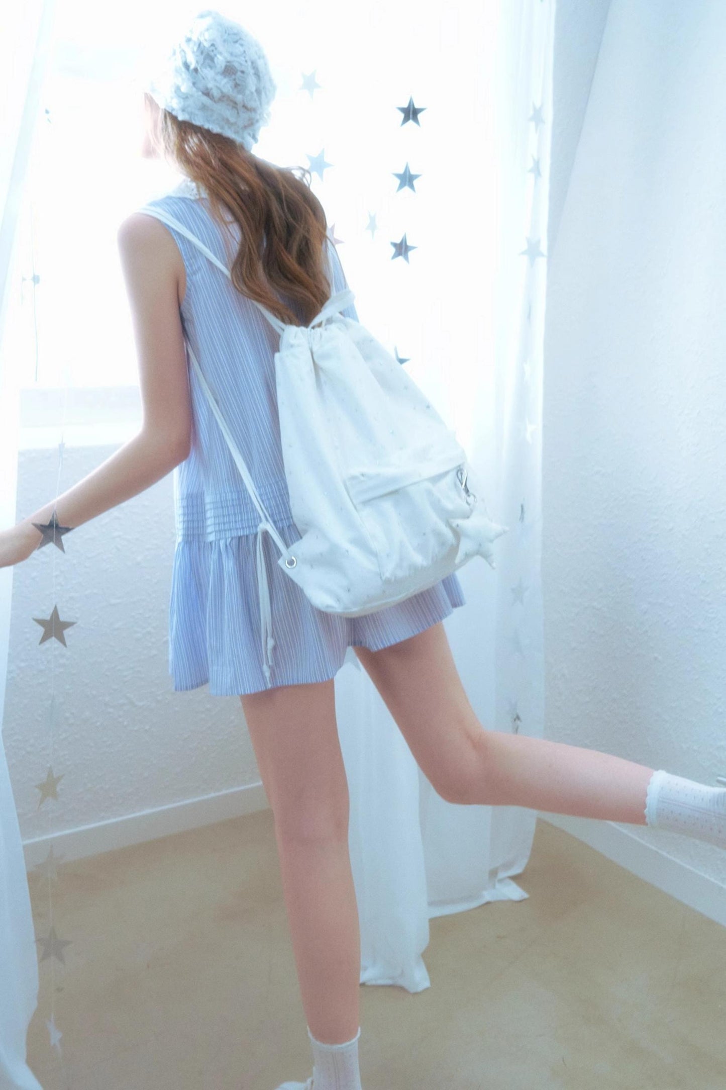 Blue Striped Sleeveless Dress