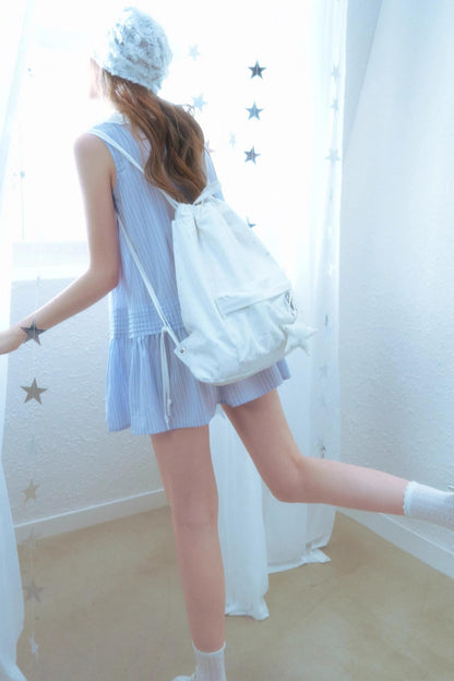 Blue Striped Sleeveless Dress