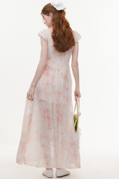 Pink Chiffon A-Line Dress