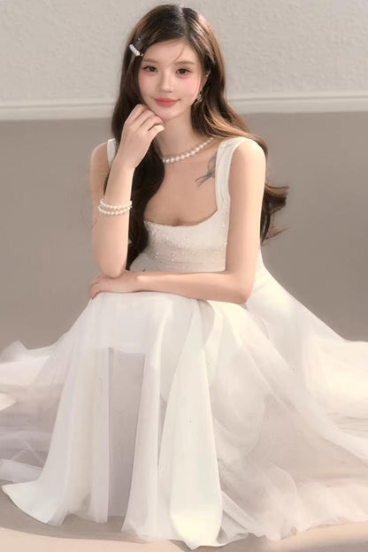 White Moonlight Suspender Dress