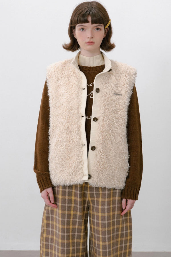 Furry Ribbed Winter Vest Coat