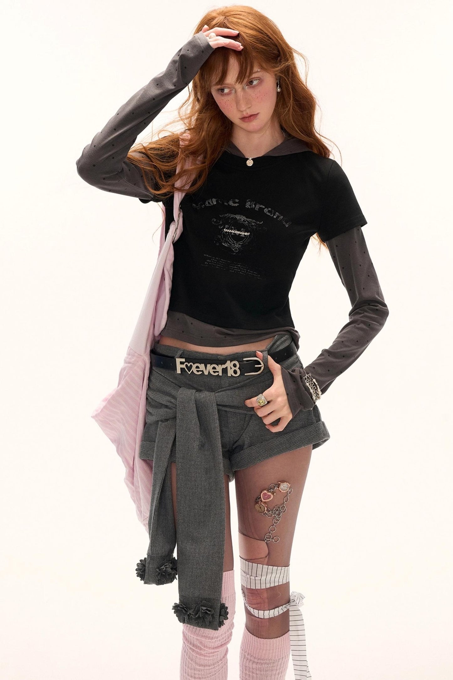 Unique Polka Dot Hooded Long Sleeve T-Shirt