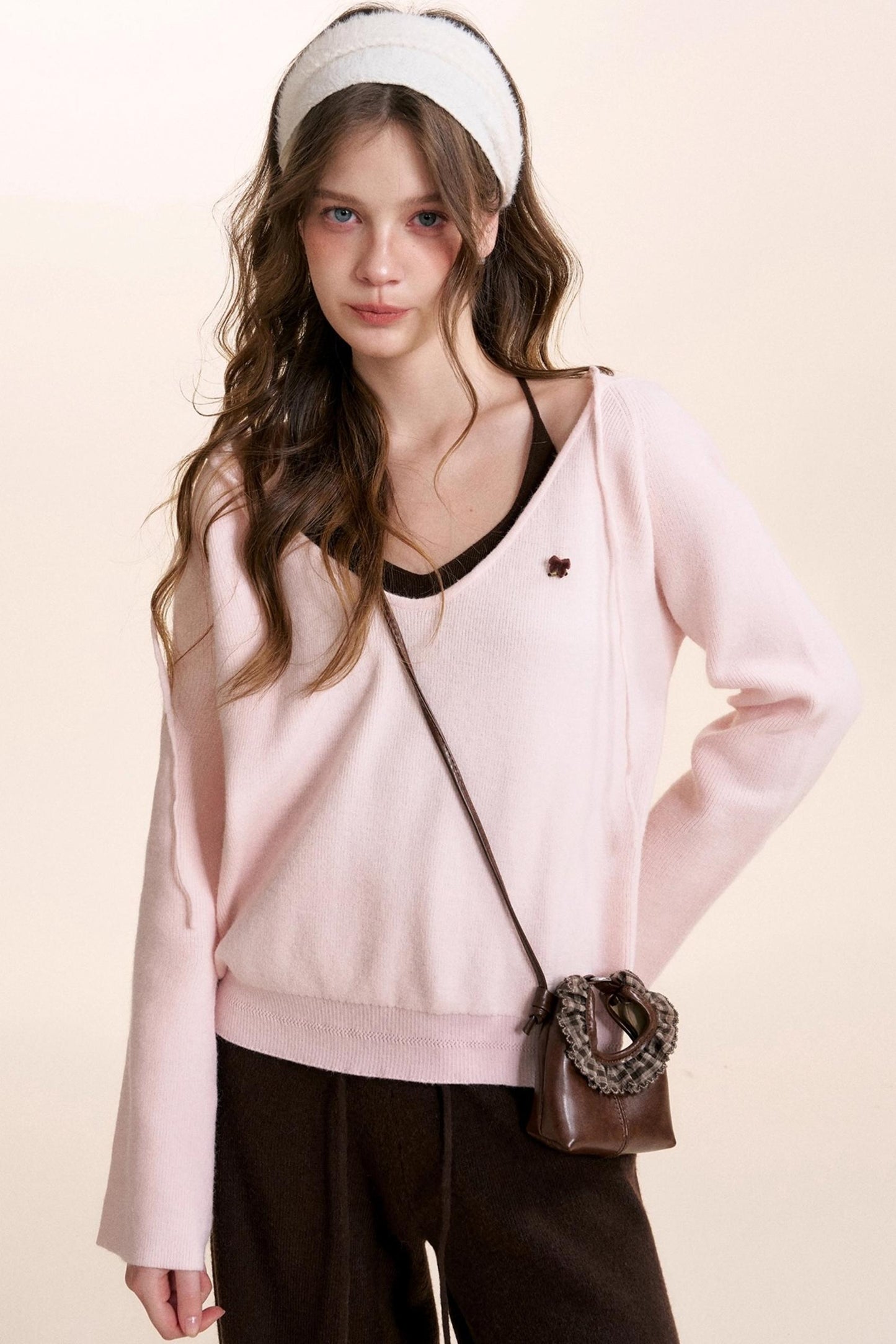 Rose Wool Hooded Knit Set-Up