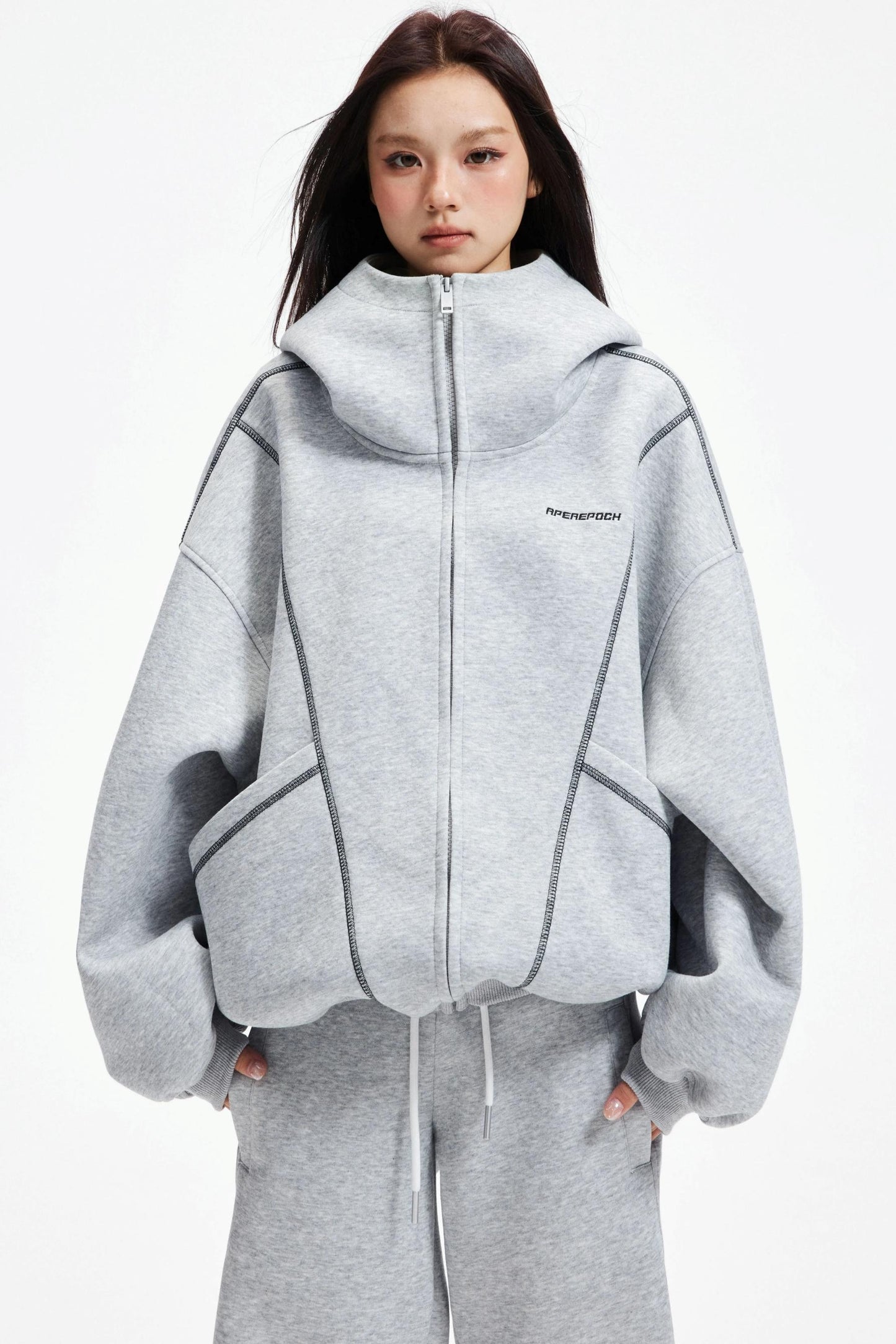 Retro Hooded Zip-Up Jacket