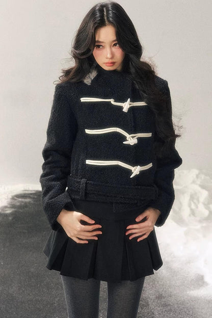 French Woolen Hooded Coat