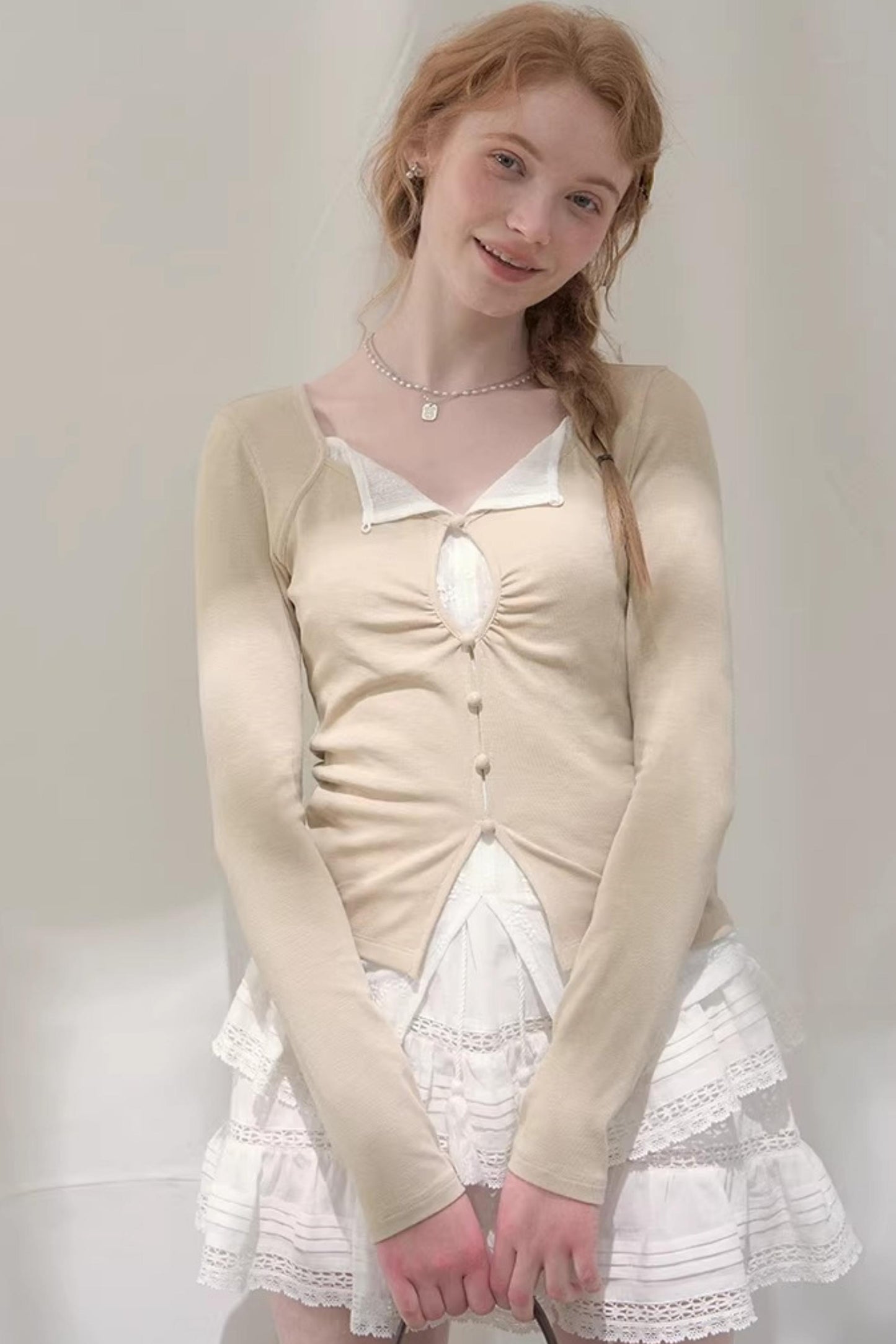 Seashell Lace Layered Top
