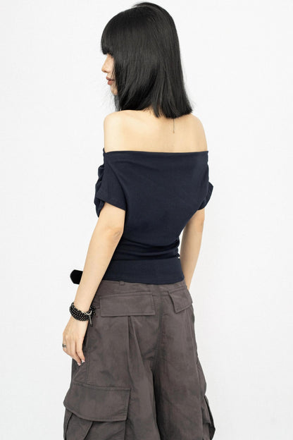 Summer Shoulder Letters T-Shirt