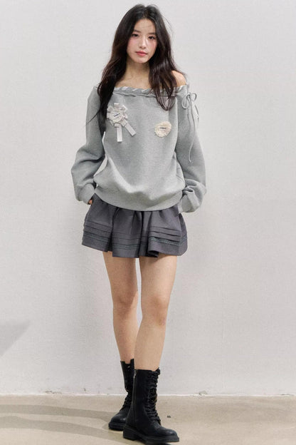 Gray Shoulder Sweatshirt