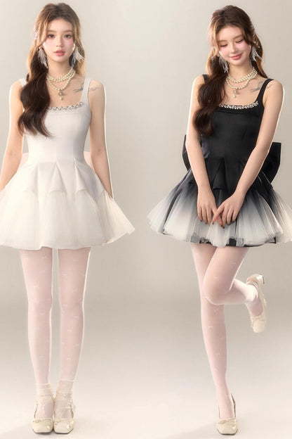 Swan Dance Mesh Panelled Slip Dress