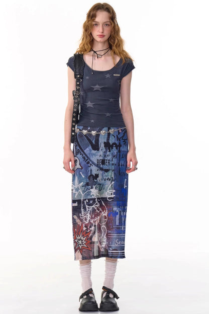 Vintage High-Waist Maxi Skirt