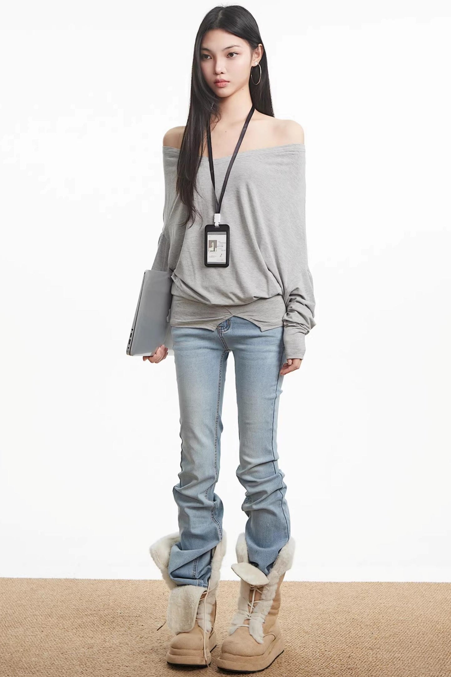 Lace Splicing Off-Shoulder Top