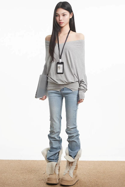 Lace Splicing Off-Shoulder Top