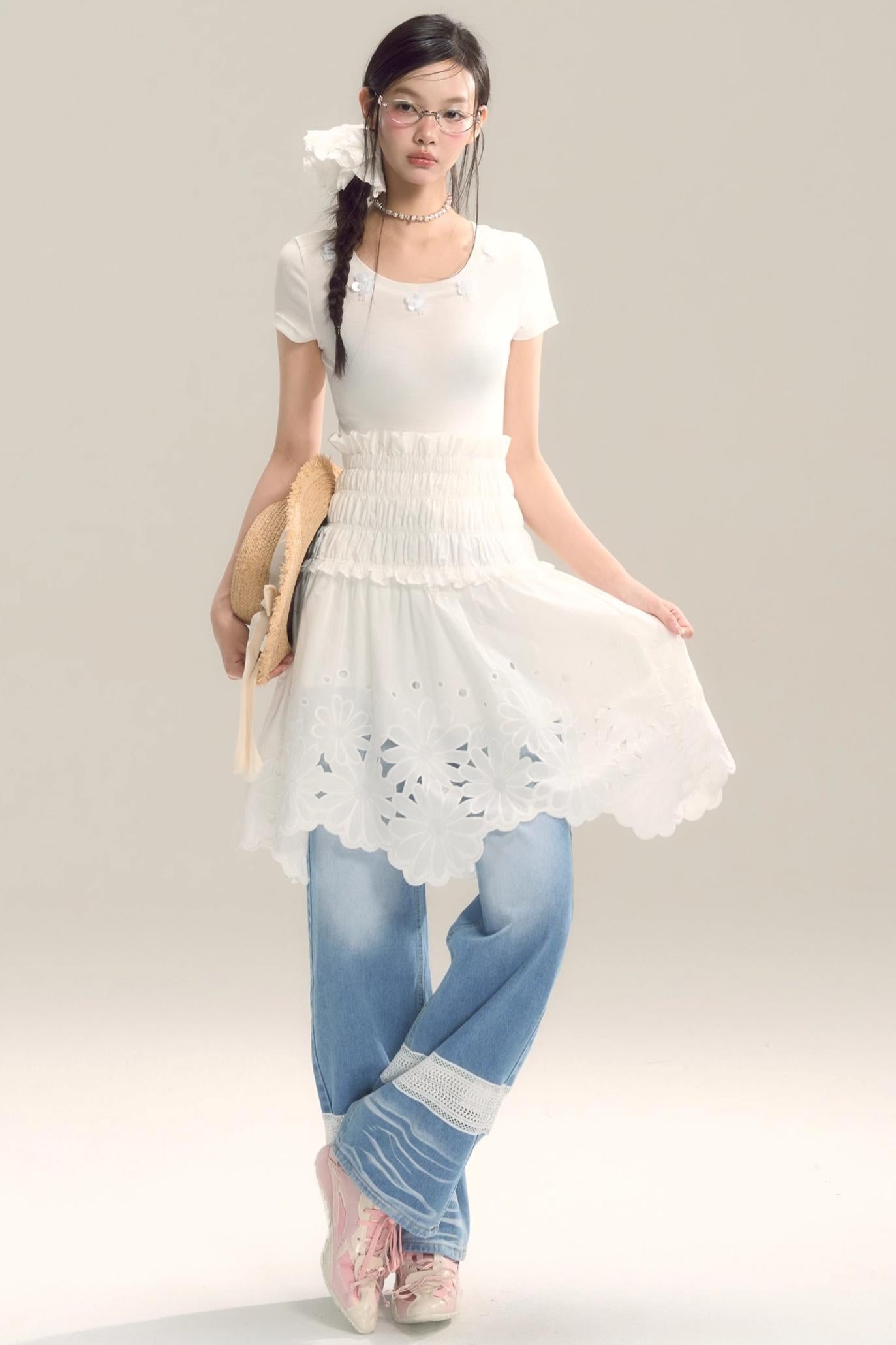 Whispering Daisy Asymmetrical Skirt Top