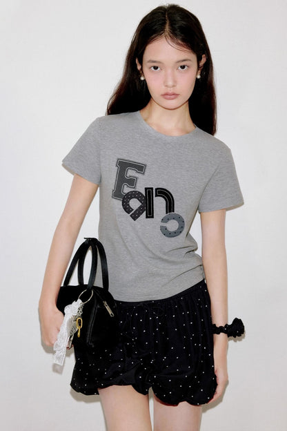 Niche Polka Dot Shoulder T-Shirt