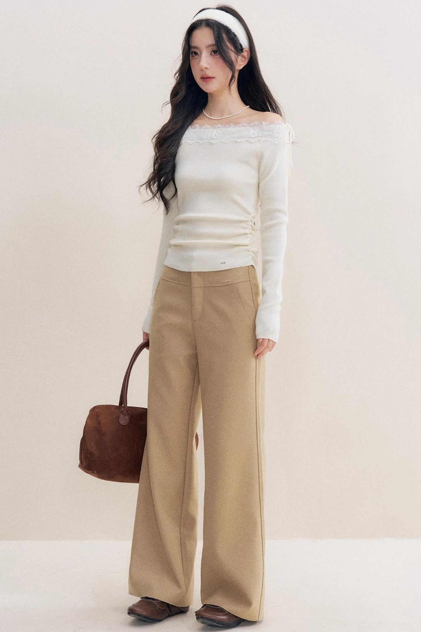 Lace Paneled Long Knit Top