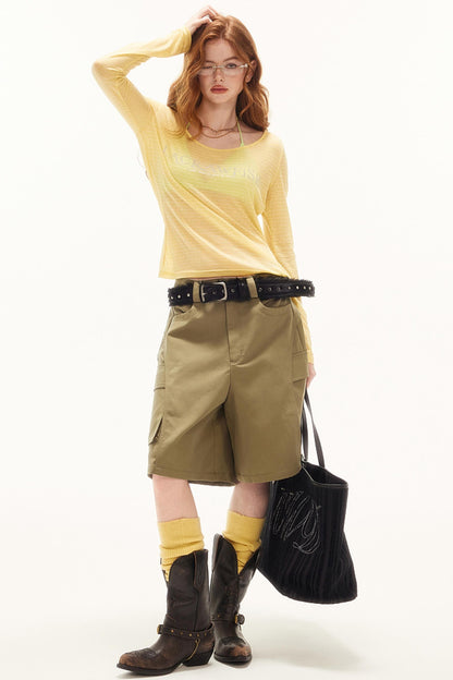 Rhinestone Slim Fit Long Sleeve Top