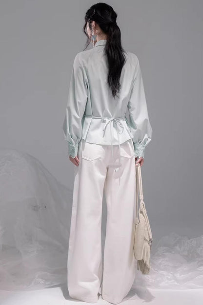 Optische Täuschung Drapiertkragen-Hemd