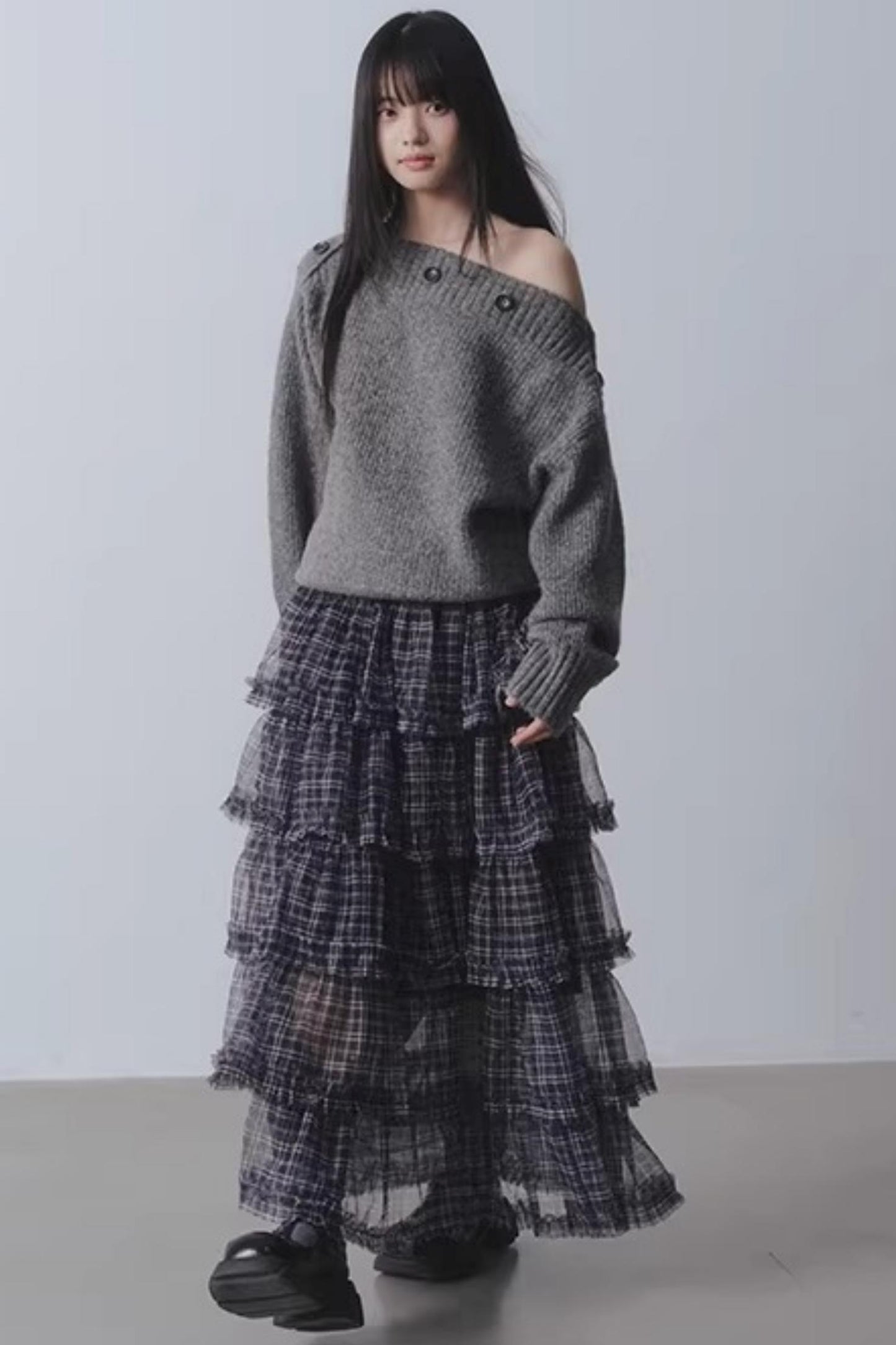Plaid Mesh Patchwork Skirt