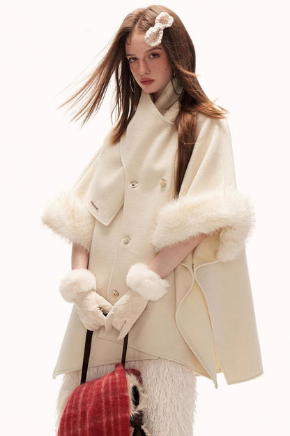 Scarf Fur Cape Coat