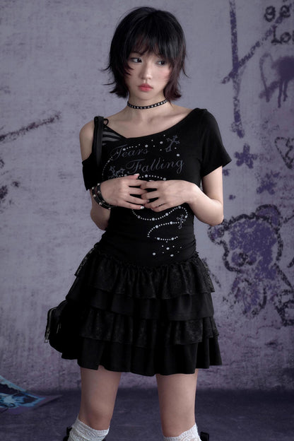 Slash Print Patchwork Dress