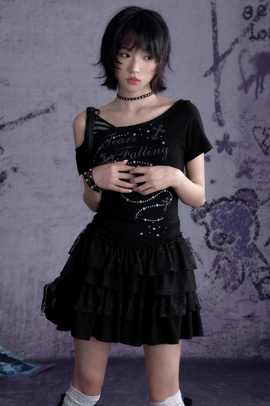 Slash Print Patchwork Dress