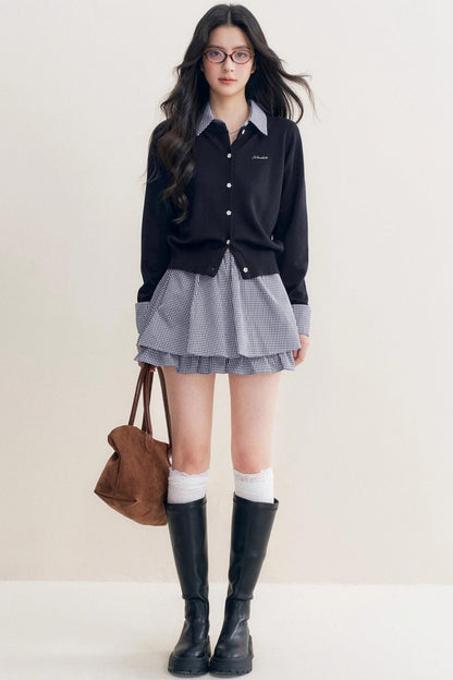 Elite Wool-Blend Plaid Cardigan Set-Up