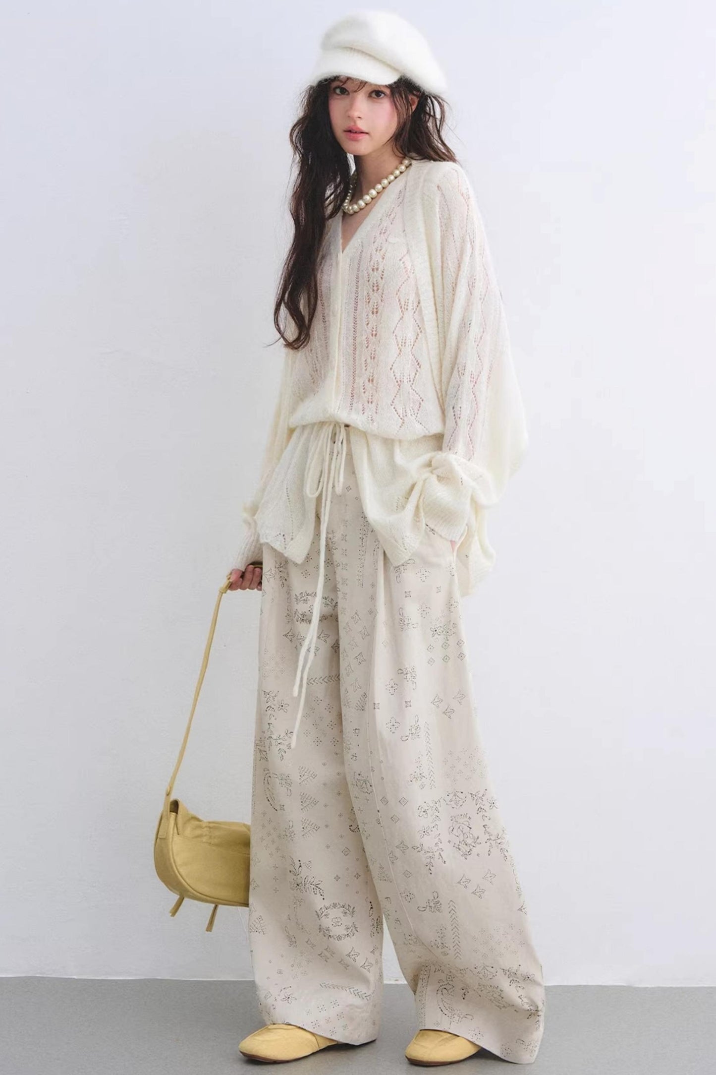 Lyocell Paisley Wide-Leg Pants