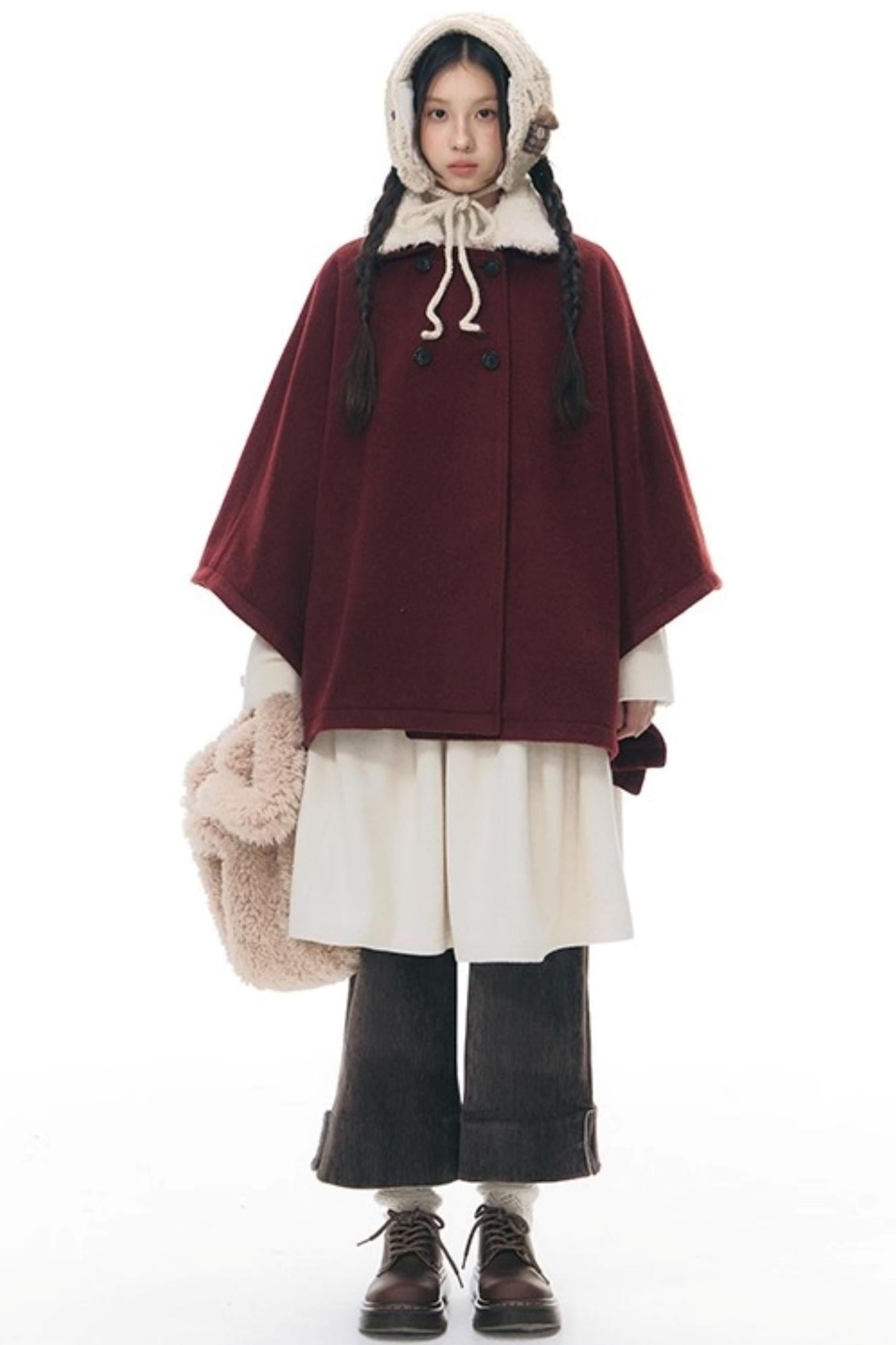 Plaid Cape Winter Coat